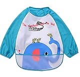 【SEBLES】 ベビー キッズ キュート エプロン マジック テープ 防水 食べはじめ 0歳 ～ 3歳 全9種類 サイズ 100cm クロスセット (ぞう,100)