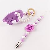 おしゃぶりクリップ 授乳ジュエリー?ママがつけるお子様用歯固めペンダント シリコン製?フラワー /ローズ チュアブルビーズ[BPAフリー][FDA認可済]ベビー 知育玩具(乳歯セット 1)2件