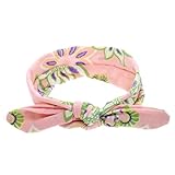 Lovoski 赤ちゃん　女の子　花　ウサギの耳　ヘアバンド　ターバン　ヘッドバンド　カチューシャ　全４色 - ピンク