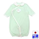★日本製★春夏向けのやわらかパイルえり付ツーウェイオール（ボン天くま・うさ）(グリーン) 新生児50-70cm　オールシーズン