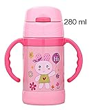 ハンドルとピンクのウサギの真空断熱ステンレス鋼シッピーカップ、9オンス