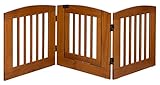 BarkWood Pets Freestanding Pet Gate with Walk-Thru Door and Three 24"W x 24"H Folding Wood Panels, C