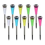 ALEKO JW-017D Solar Powered LED Lights for Outdoor Garden In-Ground Pathway Lights, Set of 10, Multi