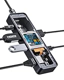 DOCKCASE 6-in-1 usb c ハブ（クリア版）：1000Mbps LANポート、4K＠60Hz HDMIポート、5Gbps高速データ転送、PD100W急速充電、機能拡張、互換性・放熱性に マルチメディアハブ （黒）