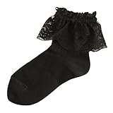 (靴下屋)kutsushitaya キッズ メッシュレース付ソックス13〜15cm クロ