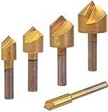 面取り シングルエッジ90度 面取りカッター工具 木工　加工面取り ビット チタン バリ取り 5本セット (5PCS)