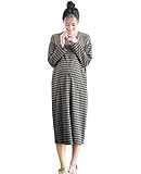 ANGELIEBE エンジェリーベ マタニティ パジャマ 授乳口付き 天竺 ボーダー パネル切替 ネグリジェ 産前 産後 授乳服 長袖 前開き L グレー 22644