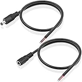Mauknci DCジャック オス メス DC電源接続ケーブル 0.5m DC コネクタ 5.5mm×2.1mm 最大5A 1ペア入り