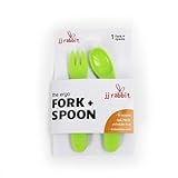 JJ Rabbit ergo FORK + SPOON Set (Green) | Eco-Friendly Ergonomic BpA-Free Dishwasher Safe | Encourag
