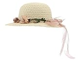 (コ-ランド) Co-land キッズ麦わら帽子 子供用ストローハット ベビー キャップ 女の子 花飾り リボン 女児 紫外線UVカット 春夏 通学通園 お出かけ ベージュ