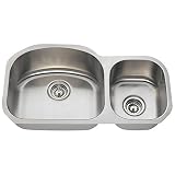 Mr Direct 501オフセットダブルボウルステンレススチールキッチンシンク 16 Gauge, Wide Left シルバー 501L-16 1