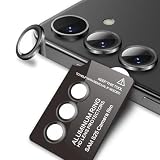 For Galaxy S25 カメラ保護 ガラスフィルム 硬度9H 強化ガラス 衝撃吸収 飛散防止 全面保護 薄型 独立型 露出オーバー防止 アルミ合金 カメラカバー 高透過率 気泡ゼロ 汚れ防止 ガイド枠付き 貼り付け簡単 ギャラクシー S25 用 カメラ保護フィルム (ブラック)