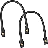 HIRAISM バッグ 持ち手 交換 修理 PU革 45cm 2本セット (ブラック×ゴールド)