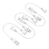 KOZUMUWAN 【5本セット】室内 延長コード 使いやすい 耐水性 耐久性 電源タップ ACアダプタ用電源延長コード 1個口 ホワイト 頑丈 ラッキング火災予防絶縁キャップ付きスイングプラグ フリープラグ 180度回転プラグ 2ピンプラグ接続可能 メス-オス 5本入り (0.3ｍ, ホワイト)