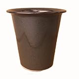 常滑焼 丸エン付ラン鉢 こげ茶 5号 6個入り ／植木鉢