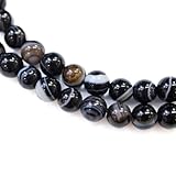 【天然石】ブラックオニキス 黒めのう 黒瑪瑙 ビーズ ブレスレット用 一連 6mm【約62粒入り】パワーストーン 手芸 ハンドメイド アクセサリー パーツ きらきらぷんぷん丸 NS-057