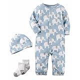 カーターズ carter's 水色ぞうさんTake Me Homeリトルベビーお部屋着3点セット (newborn(-55cm)) [並行輸入品]