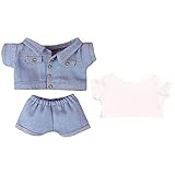 niannyyhouse　15cm ぬいぐるみ 服　ジーンズジャケット　白いTシャツ　綿人形の服　着せ替え (light blue)