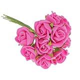 Perfk 結婚式　花嫁　装飾　ミニ　人工バラ　花　造花　ブーケ　ホーム　　全10色選べる - ローズレッド