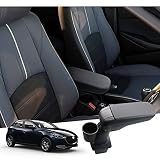 【GAFAT】マツダ2 DJ系 デミオ 2019年モデル~現行 専用 フロントアームレスト 外付コンソールボックス 内装パーツ アームレスト マツダ2 肘置き ドレスアップ 小物入れ ABS材質製 収納ボックス マツダ2 ドリンクホルダー付き 多機