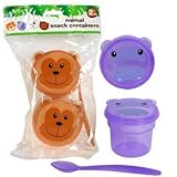 Animal Snack Containers ~ 2 Cups with Lids and a Spoon (Purple) by Purple Hippo [並行輸入品]