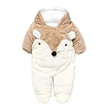 エルフ ベビー(Fairy Baby)ベビーロンパース 着ぐるみ 防寒着 前開きフード付き 可愛いきつねさん 73cm ブラウン