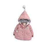 Pojour ベビー服 子供服 0-3歳女の子コート 冬 防寒 かわいいドットプジャケット 厚手コート　おしゃれフード付きコート 暖かい 綿 ベビールームウェア 普段着 カジュアル 旅行 記念日 プレ
