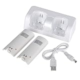 BEBK 送信機デュアル充電ドックステーション+ Wiiゲームパッド用バッテリー2個、LEDライトインジケーター付き充電器