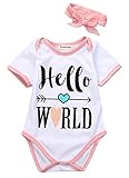 クリアランス新生児赤ちゃん女の子服Hello World Romperキューピッドの矢印ボディスーツ+ Headwear カラー: ホワイト