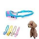 KUD 犬用メッシュマズル 犬の口輪 犬のマスク 咬みつき防止 無駄吠え 快適 通気性 犬の口 保護 犬用訓練 しつけ用品（青，2S）