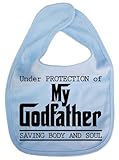 IiE, Under protection of my Godfather, Boy Girl Unisex Feeding Bib, Pale Blue by Image is Everything