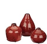 High Quality Ceramic Vase Set, Set of 3, Various Sizes, Red (CM2038)