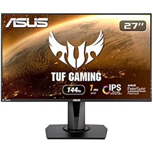 ASUS ゲーミングモニター VG279Q 27インチ/フルHD/144Hz/1ms/IPS/スリムベゼル/FreeSync/HDMI DP DVI/高さ調整/縦回転/VESA対応/3年保証