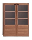 安心品質【日本製】ガラス扉（両開き・幅90cm）3段収納ラック/GFD90 GFD-90