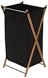 Household Essentials 6540-1 Collapsible Bamboo X-Frame Laundry Hamper | Bamboo Frame with Black Canv