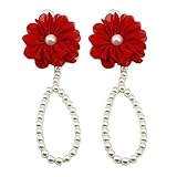 Sunward Pearl Chiffon Barefoot Toddler Foot Flower Beach Sandals (Red) by Sunward