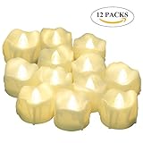 PChero LEDキャンドル バッテリー付 電子キャンドル フレームレスティーライト パーティー 宴会 クリスマス 結婚式 お祭りのためのライト色：ウォームホワイト「12個」