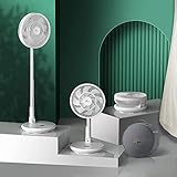 Elegear 扇風機 リビング 折りたたみ式 首振り リモコン付 風量8段階 7200mA 充電式 タイマー機能付き 熱中症対策 持ち運び