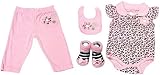 Baby Girls Cheetah 5 Piece Set 3-6 Months (Onesie,Pants,Socks,Bib,Headband) by Teddy Boom [並行輸入品]