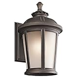 Kichler Lighting 49411RZ Ralston 1-Light 17-Inch Outdoor Wall Lantern, Rubbed Bronze Finish with Sat
