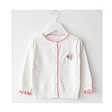 WIN　キッズ 子供服 女の子 女児 ガールズ 長袖 ニット セーター かわいい おしゃれ着　冷房対策 お出かけ ニット コート ジャケット カーディガン 長袖 秋冬子供服 (90cm, ホワイト)
