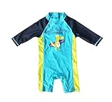 Bonverano ベビー水着　男の子　ワンピース　半袖ラッシュガード　キャップ付き　２点セット　UPF50+　紫外線対策　UVカット