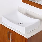 Eliteバスルームロング長方形ホワイト磁器セラミック容器シンクBasin &クロムPop Upドレイン