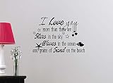 I love you more than there are stars in the sky waves in ocean STARS cute beach sticker nursery viny