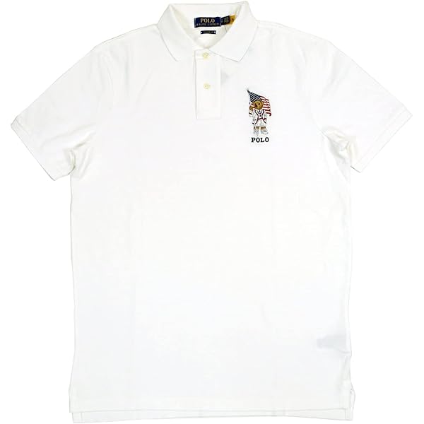 美品＼ポロラルフローレン ポロベア／ ポロシャツ ホワイト 刺繍 Sサイズ POLO RALPH LAUREN(ポロラルフローレン) polo bear logo