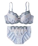[ニッセン] インナーセット リボン通しブラジャーショーツセット（トリンプ） グレイッシュブルー A85/LL