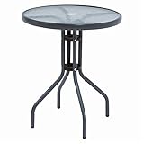 ガーデンテーブル/アウトドアテーブル 【円形/直径60cm】 スチールフレーム×強化ガラス天板 【代引不可】 生活用品 インテリア 雑貨 花 ガーデニング ガーデンファニチャー テーブル top1-d