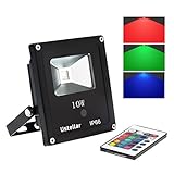 Ustellar 10W Remote Control RGB LED Flood Lights IP66 Waterproof Color Changing Security Light Flood