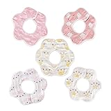 綿100% 6重ガーゼ ベビー ビブ よだれかけ 花びら型 360度回転 5枚セット 赤ちゃん よだれかけ ベビー スタイ 男の子 女の子 (G)