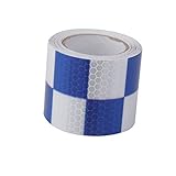 SONONIA 　高輝度　反射テープ　自己接着　ビニール　5* 305センチメートル　青白格子